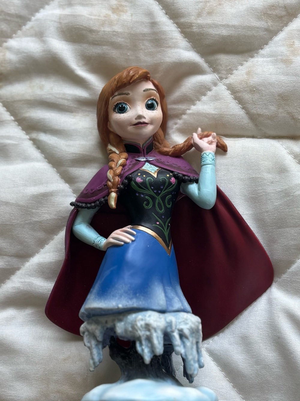 Disney Anna Figurine with Purple Cape and Blue Skirt